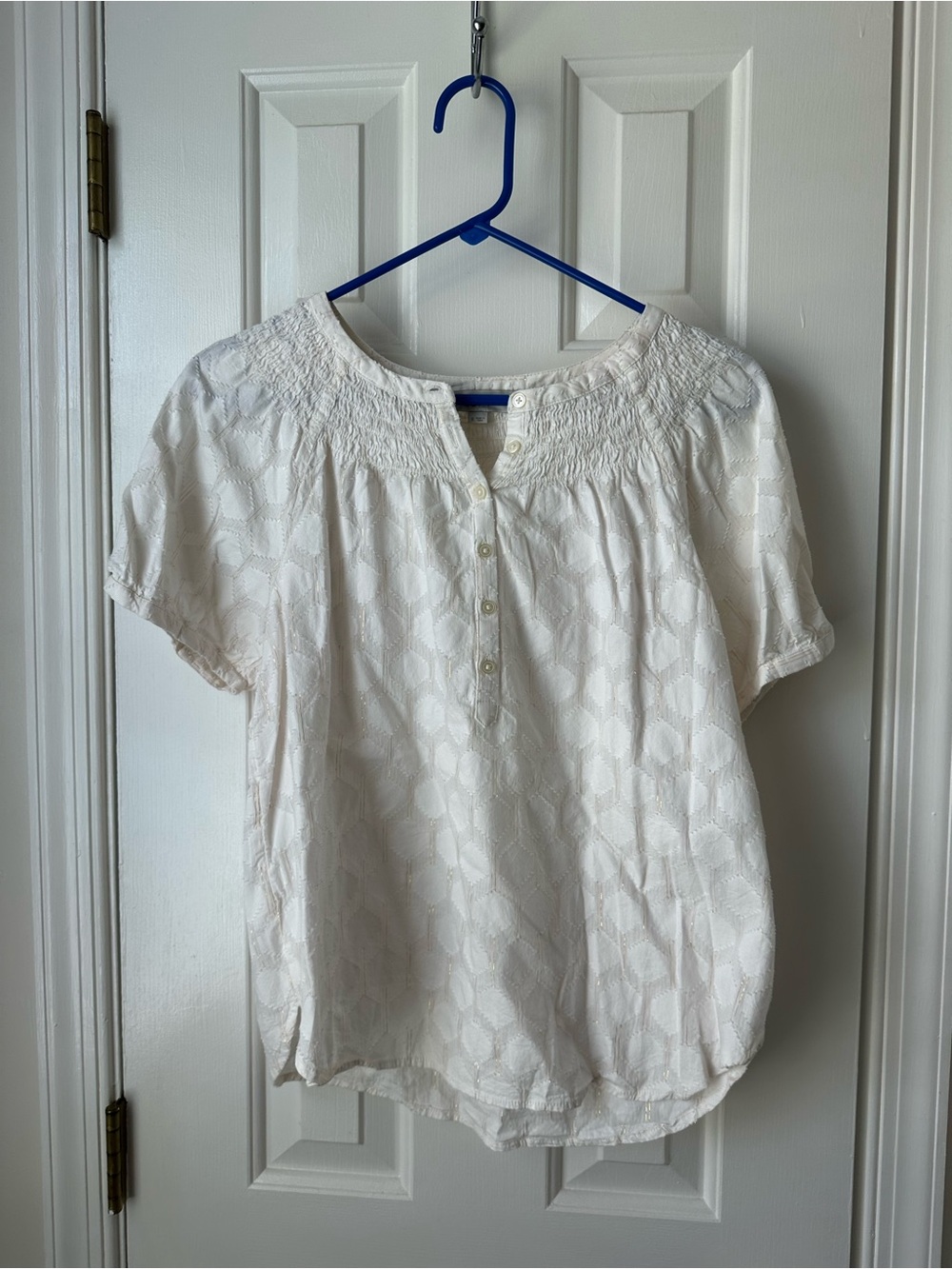 LOFT White Blouse with Gold Threads Size Small